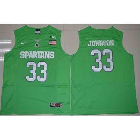 Spartans #33 Magic Johnson Apple Green Authentic Basketball Stitched NCAA Jersey